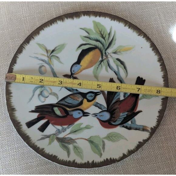 Vintage Lefton Birds Plate With Gold Trim 8.25" Diameter Japan Wall Hanging - Picture 5 of 5